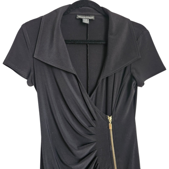 Frank Lyman Black Dress with Gold Zipper Accent - Picture 4 of 4